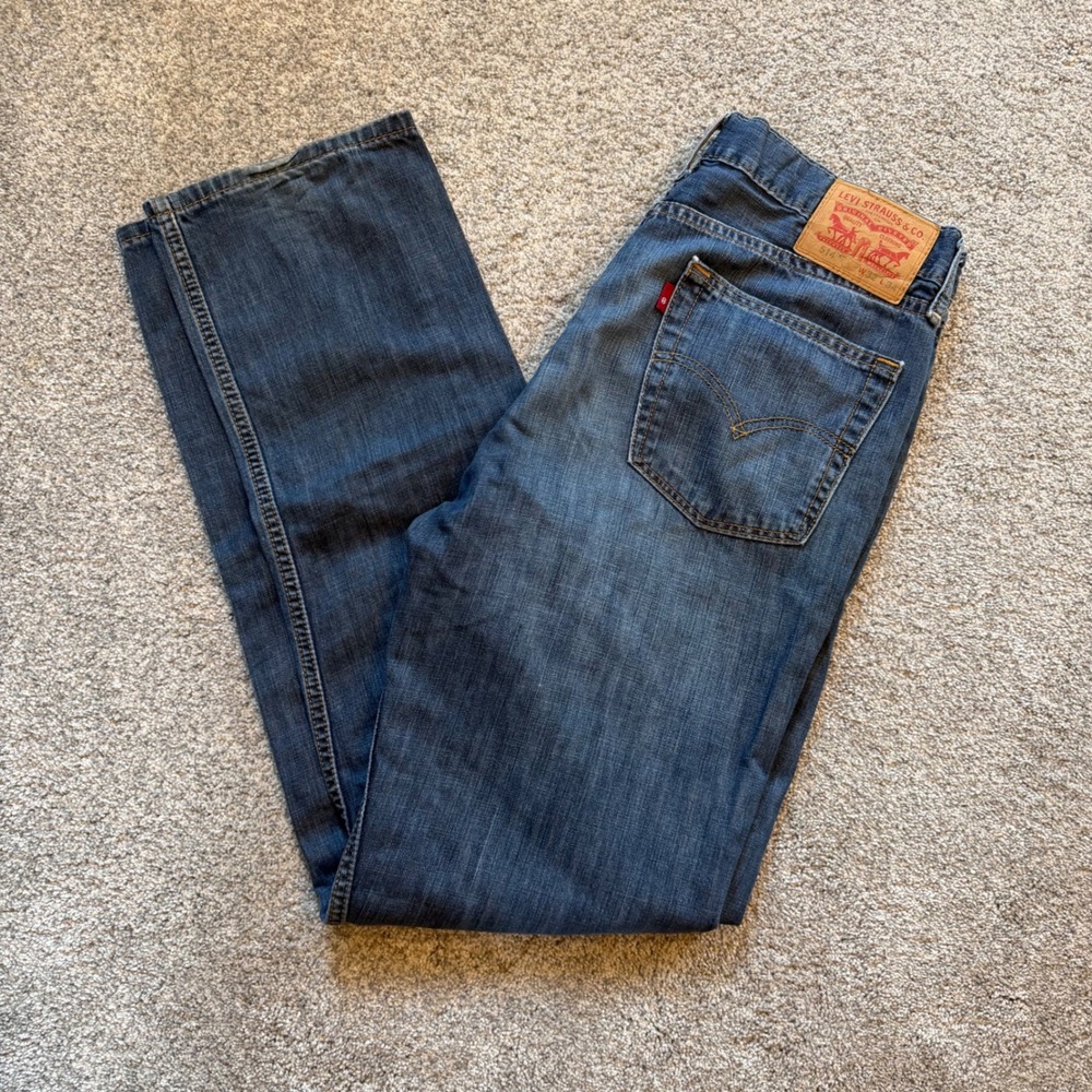 Levis 514 Straight Fit Jeans Mens W32 L34 Dark Wash Blue Denim Pants